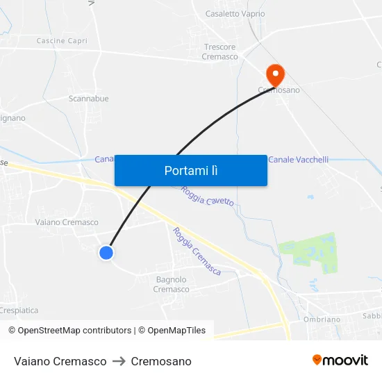 Vaiano Cremasco to Cremosano map