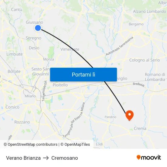 Verano Brianza to Cremosano map