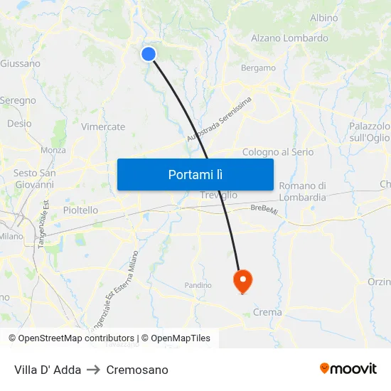 Villa D' Adda to Cremosano map