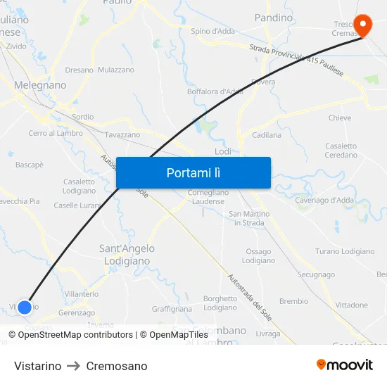 Vistarino to Cremosano map