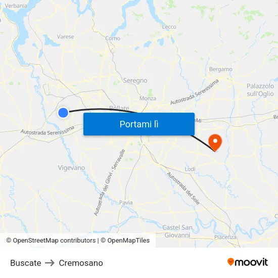 Buscate to Cremosano map