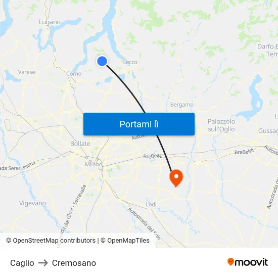 Caglio to Cremosano map