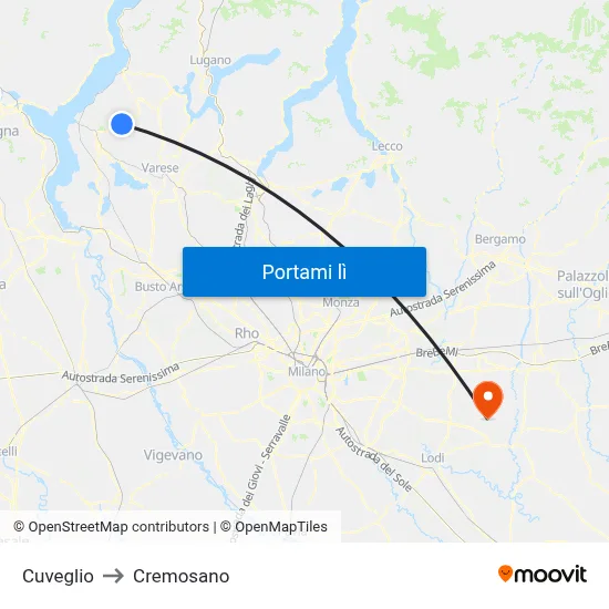 Cuveglio to Cremosano map
