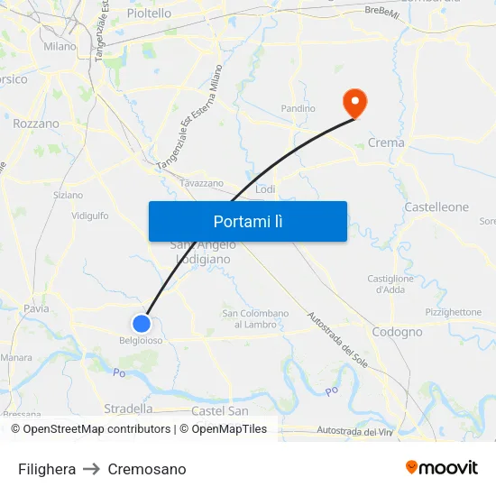 Filighera to Cremosano map