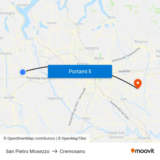 San Pietro Mosezzo to Cremosano map