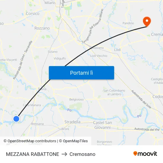 MEZZANA RABATTONE to Cremosano map