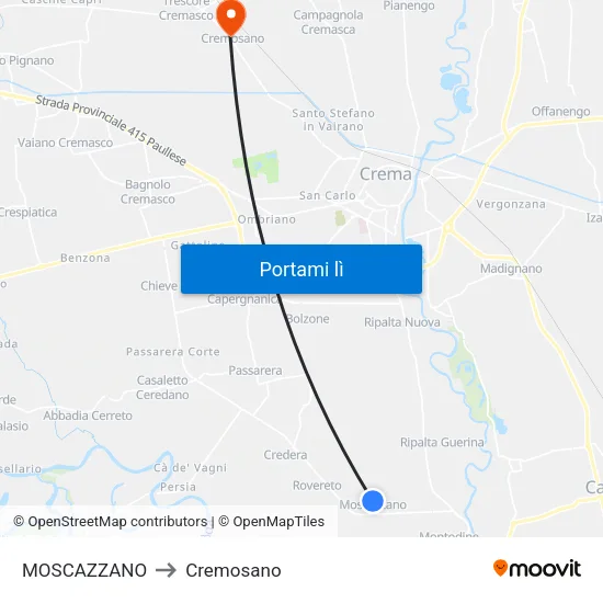 MOSCAZZANO to Cremosano map