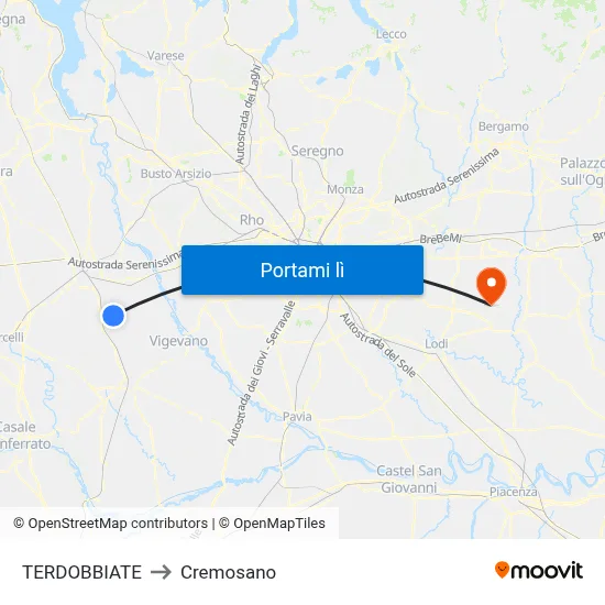 TERDOBBIATE to Cremosano map