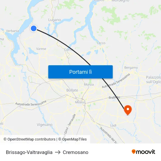 Brissago-Valtravaglia to Cremosano map