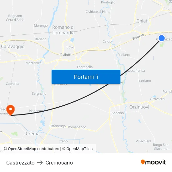 Castrezzato to Cremosano map