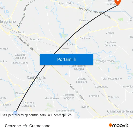 Genzone to Cremosano map