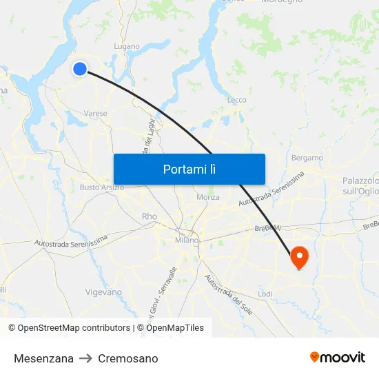 Mesenzana to Cremosano map