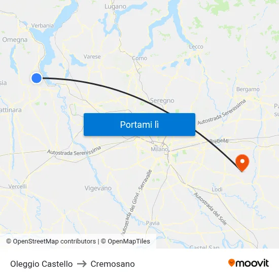 Oleggio Castello to Cremosano map
