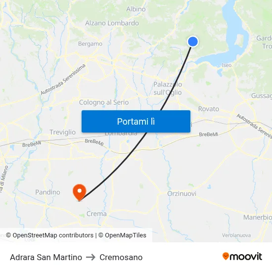 Adrara San Martino to Cremosano map