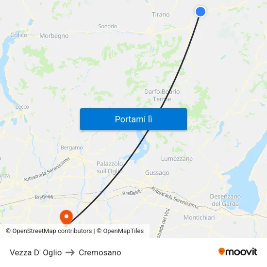Vezza D' Oglio to Cremosano map