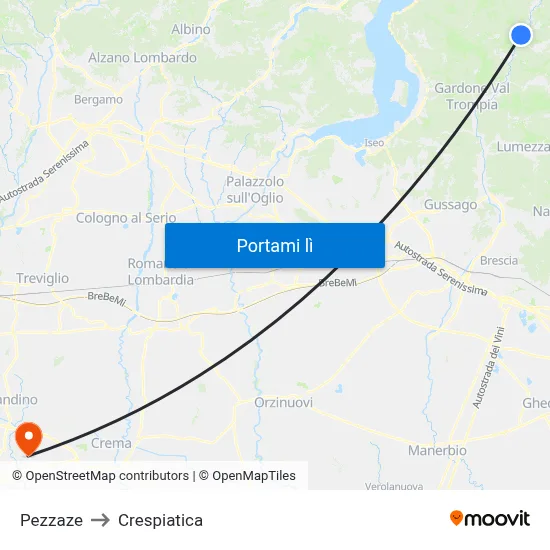 Pezzaze to Crespiatica map
