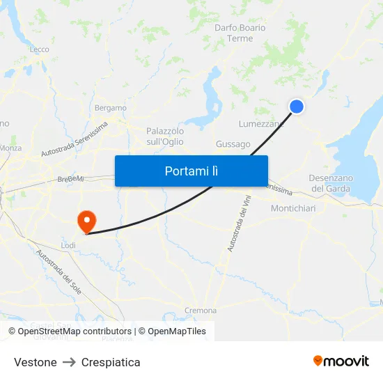 Vestone to Crespiatica map