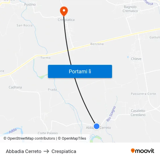 Abbadia Cerreto to Crespiatica map