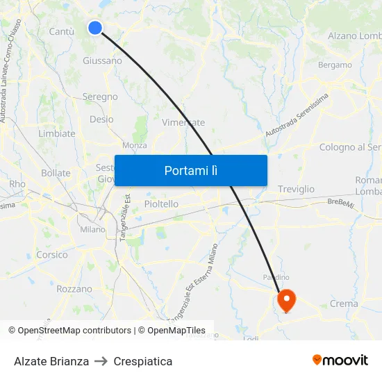 Alzate Brianza to Crespiatica map