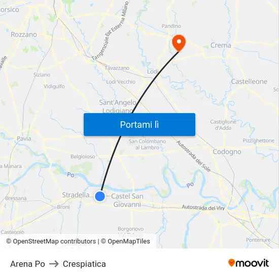 Arena Po to Crespiatica map