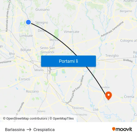 Barlassina to Crespiatica map