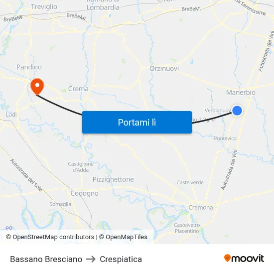 Bassano Bresciano to Crespiatica map