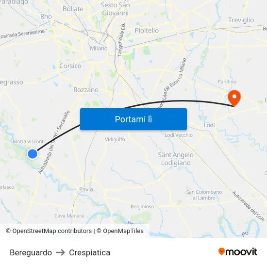 Bereguardo to Crespiatica map