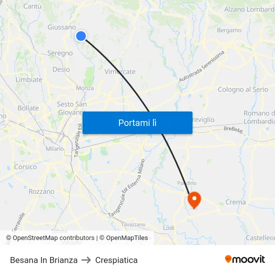 Besana In Brianza to Crespiatica map