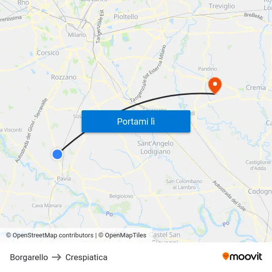 Borgarello to Crespiatica map