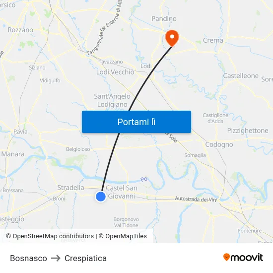 Bosnasco to Crespiatica map