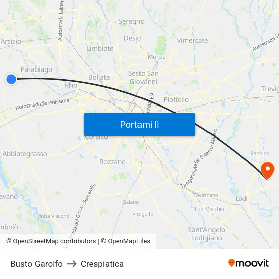 Busto Garolfo to Crespiatica map