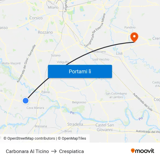 Carbonara Al Ticino to Crespiatica map
