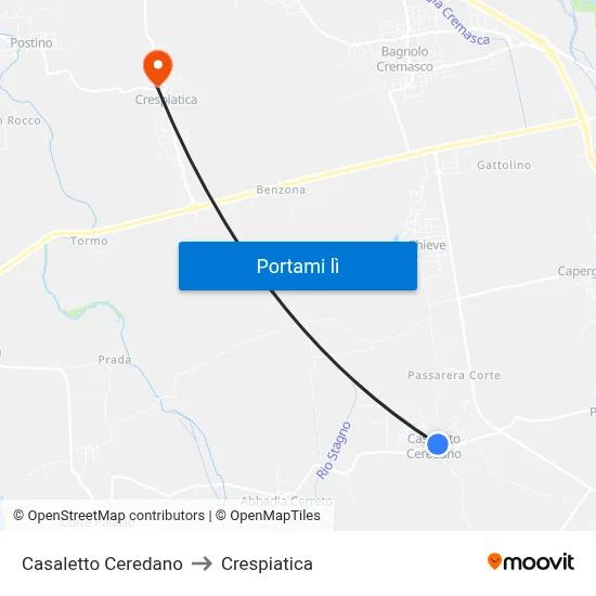 Casaletto Ceredano to Crespiatica map