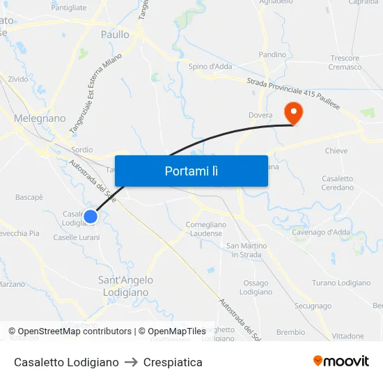 Casaletto Lodigiano to Crespiatica map