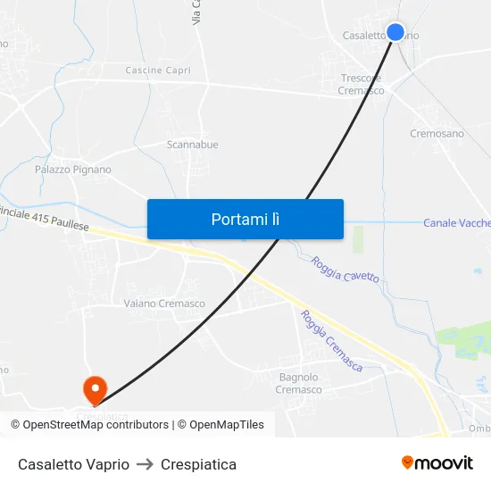 Casaletto Vaprio to Crespiatica map