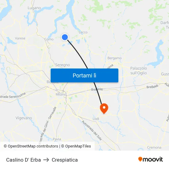 Caslino D' Erba to Crespiatica map