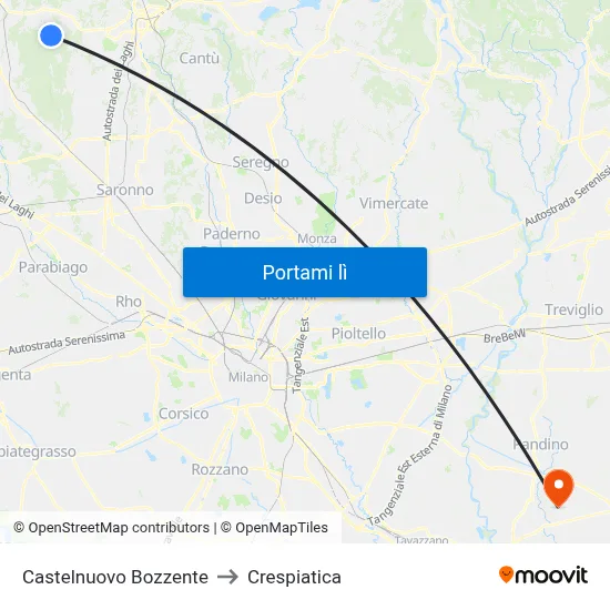 Castelnuovo Bozzente to Crespiatica map