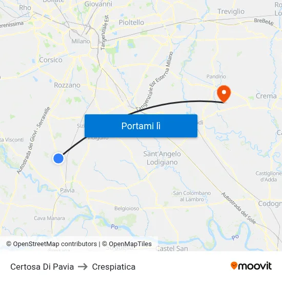 Certosa Di Pavia to Crespiatica map