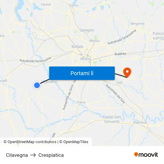 Cilavegna to Crespiatica map