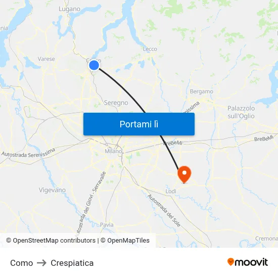 Como to Crespiatica map