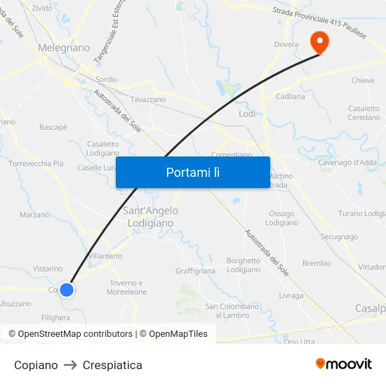 Copiano to Crespiatica map