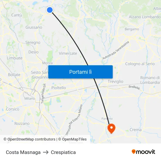 Costa Masnaga to Crespiatica map