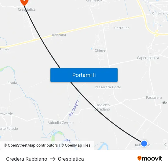 Credera Rubbiano to Crespiatica map
