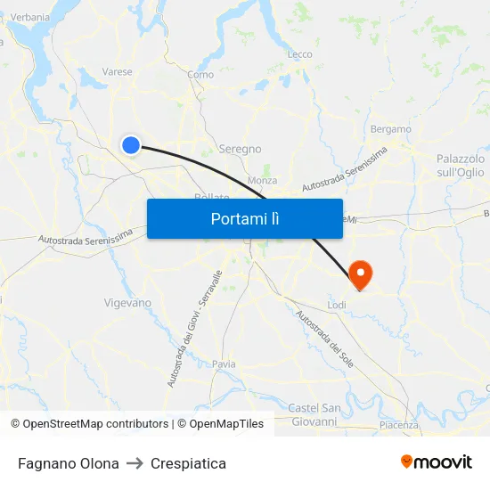 Fagnano Olona to Crespiatica map