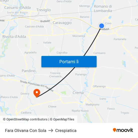 Fara Olivana Con Sola to Crespiatica map