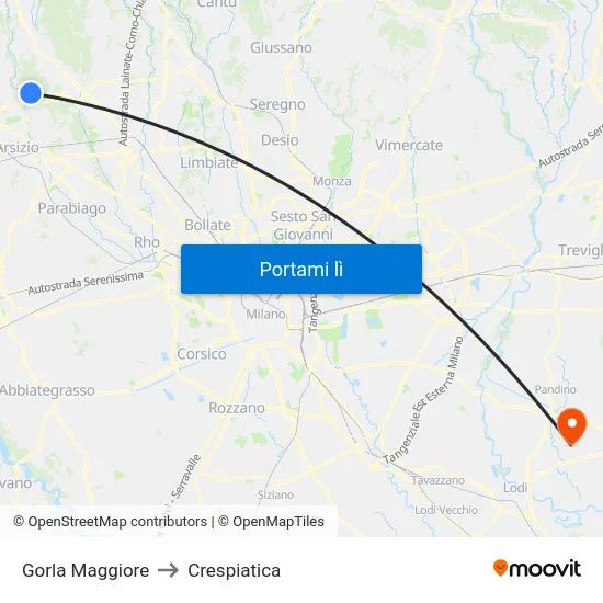 Gorla Maggiore to Crespiatica map