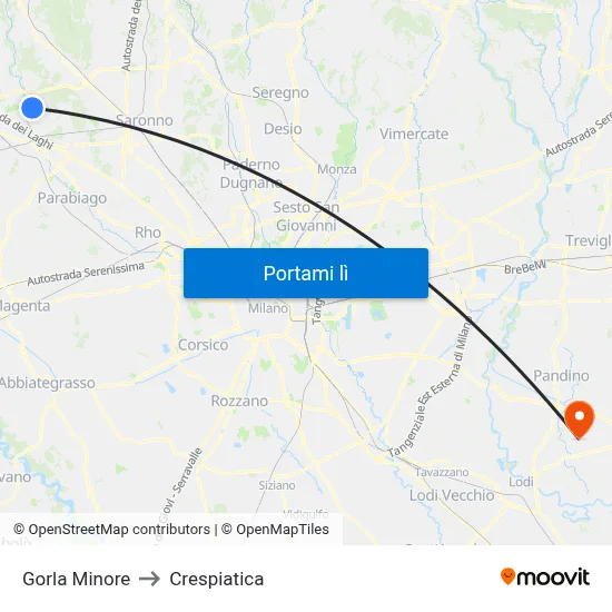 Gorla Minore to Crespiatica map