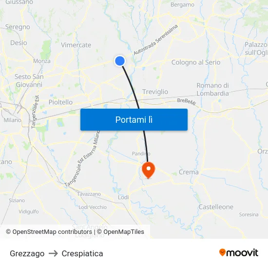 Grezzago to Crespiatica map