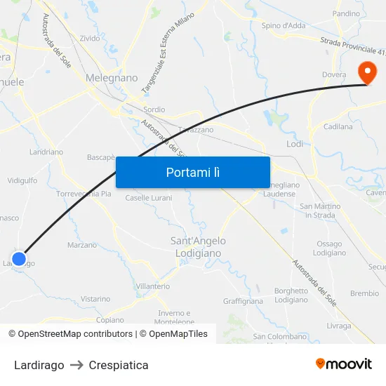 Lardirago to Crespiatica map