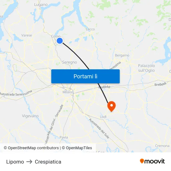 Lipomo to Crespiatica map
